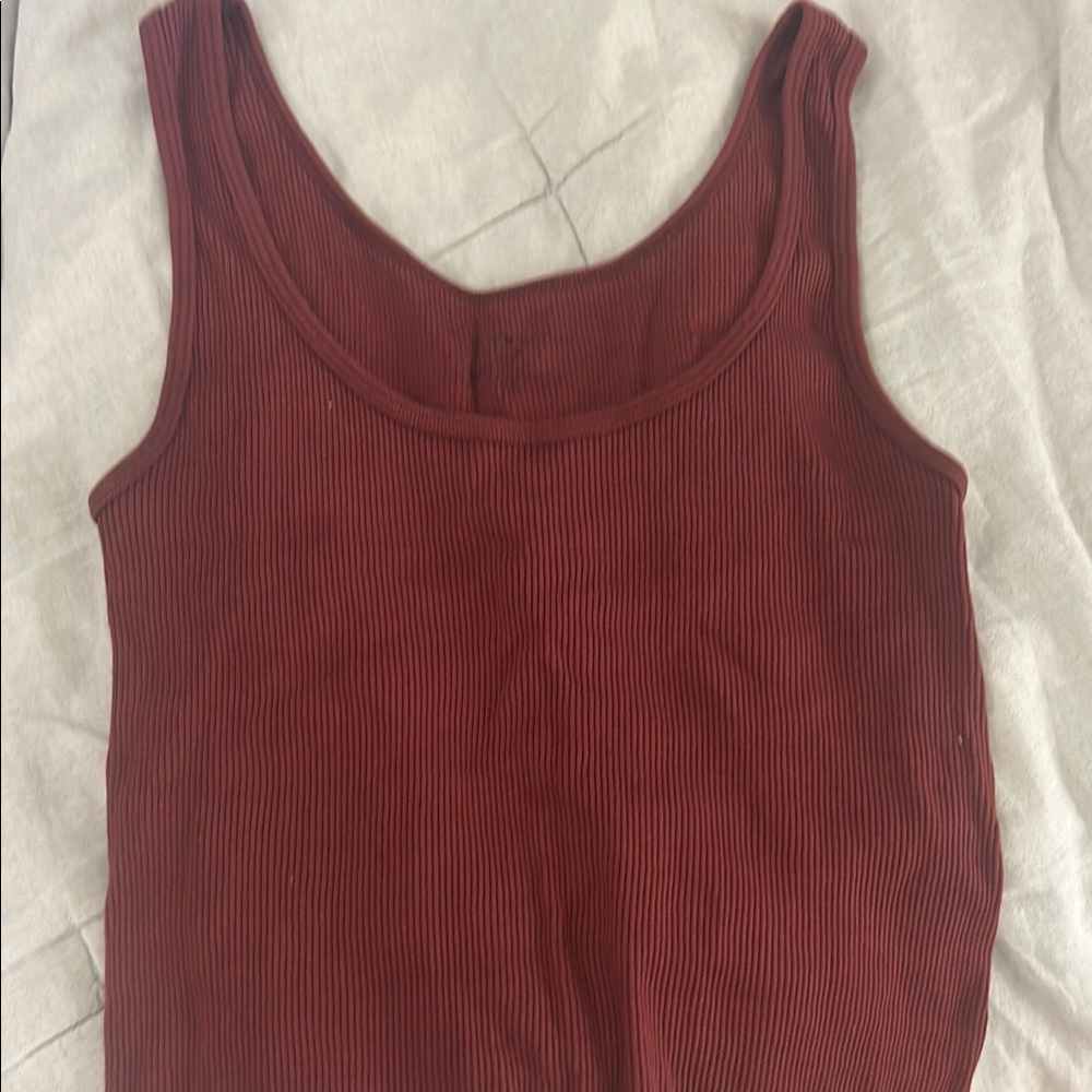 Brandy Melville Women's Ribbed Tank Top - Burgundy